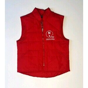 Nebraska Cornhuskers Football Sports Master Large Vest Red Puffer Vintage USA
